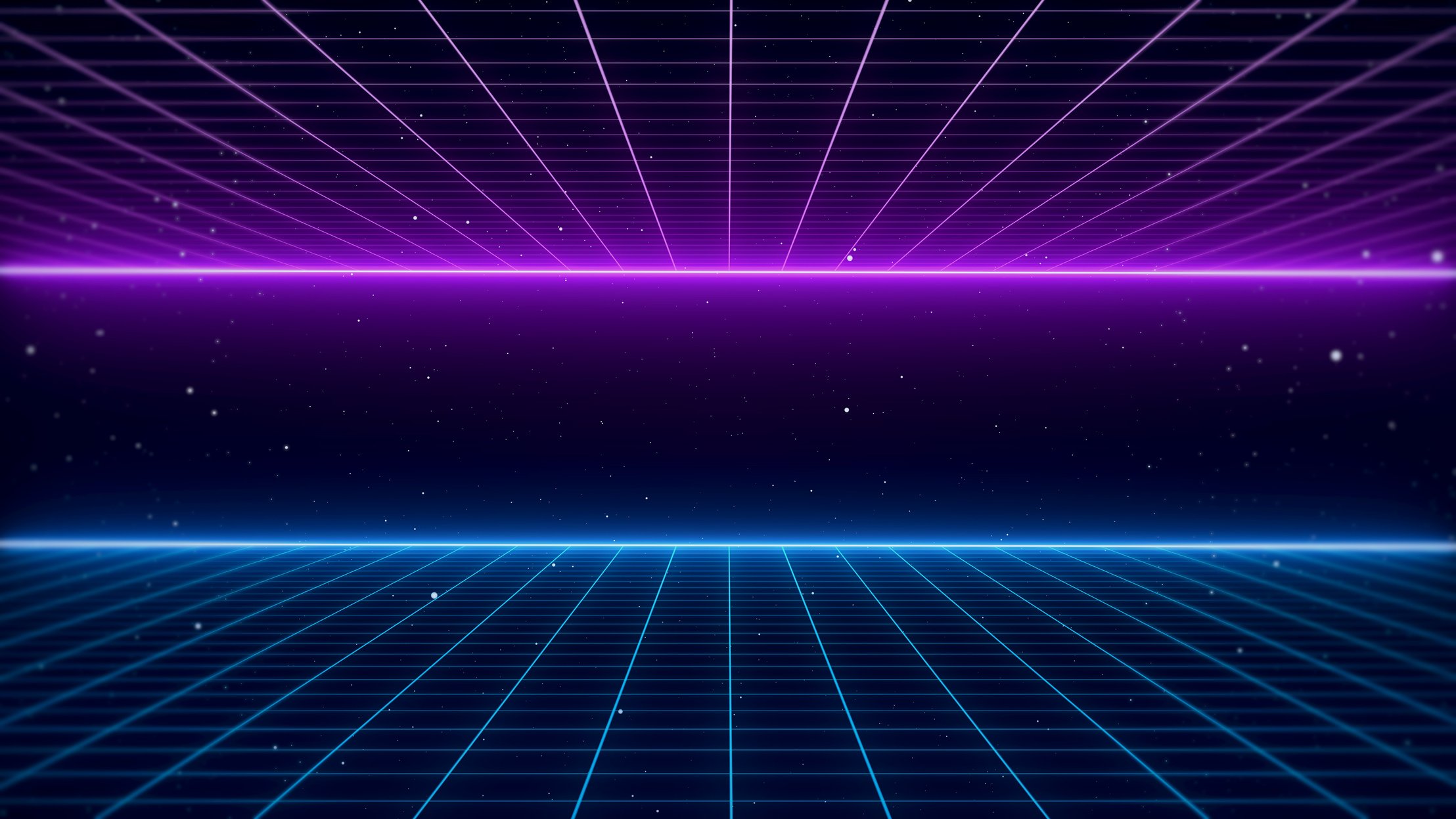 Retro Sci-Fi Background Futuristic Purple and Blue Grid Landscape